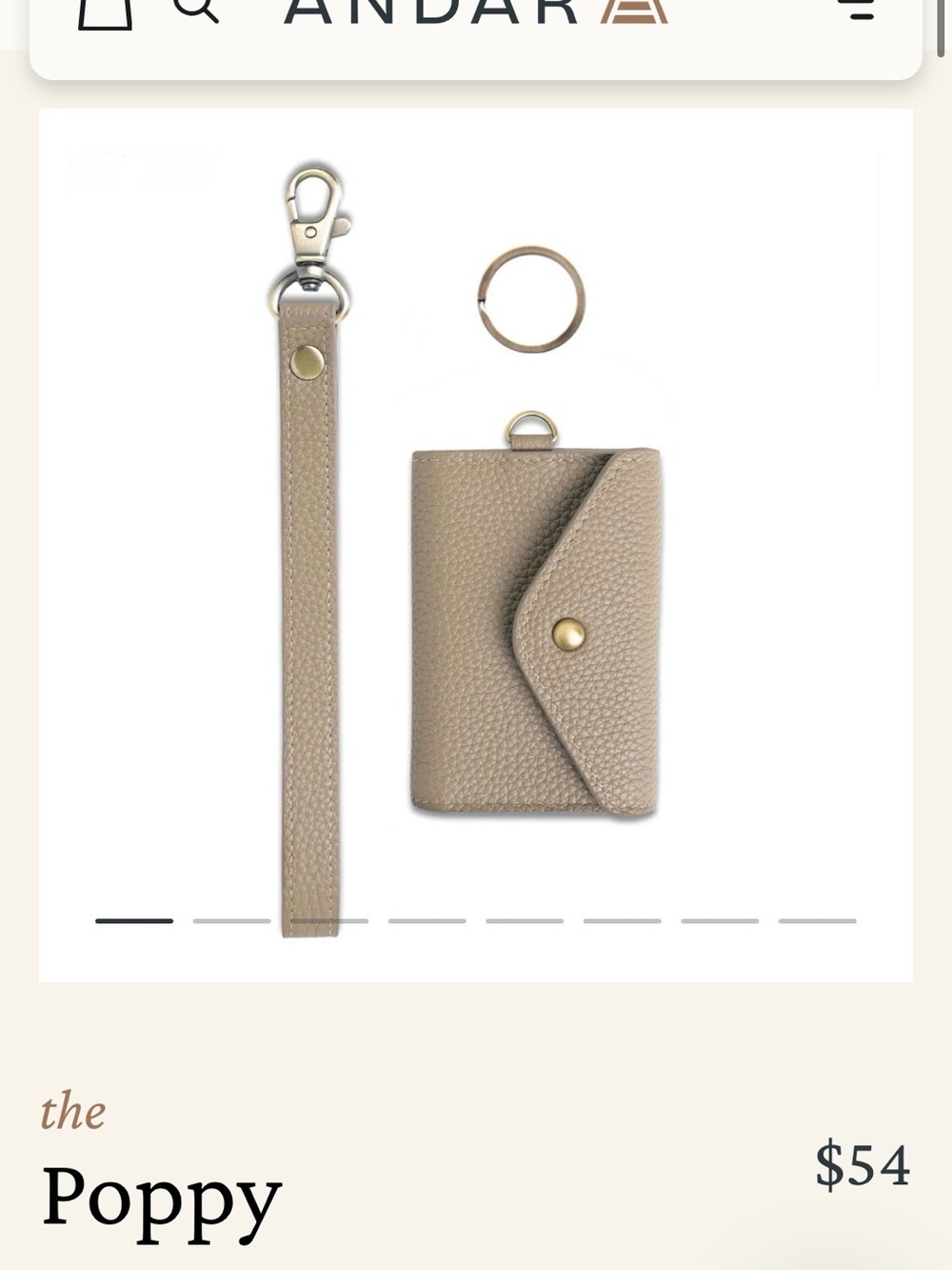 Women's Taupe Leather Key & Card Holder Wristlet - Picture 12 of 16